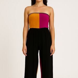 Vintage The NU-OZ 90s Strapless‎ Wrap Colorful Jumpsuit Size S